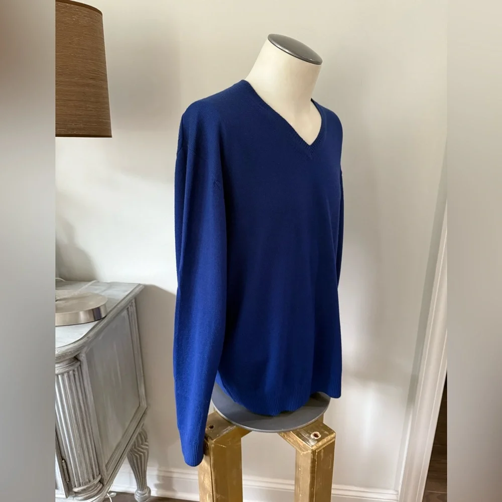 Bobby Jones Royal Blue Merino Wool V-Neck Sweater Size X-Large